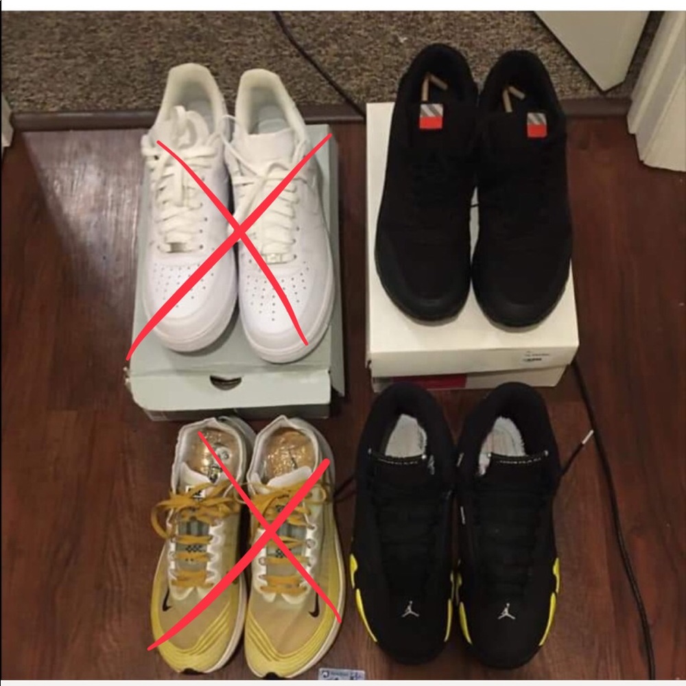 Four pairs of men’s sneakers size 13.